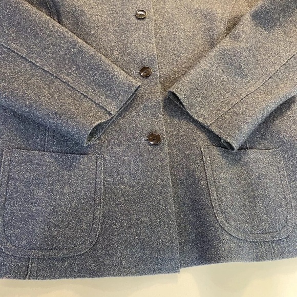 Valerie Stevens Blue Wool Blend Unlined Blazer Women’s 10 V Neck Button Woolmark - Picture 5 of 7